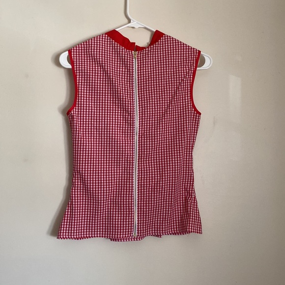 Julie Mollo Red Gingham Sleeveless Rockabilly  Top - Picture 6 of 6